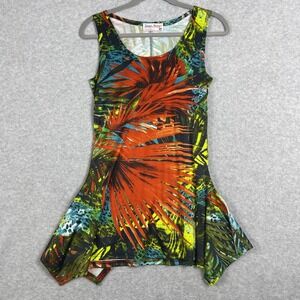Tango Mango Handkerchief Hem Tunic‎ Top Womens S Bold Tropical Cruise Resort